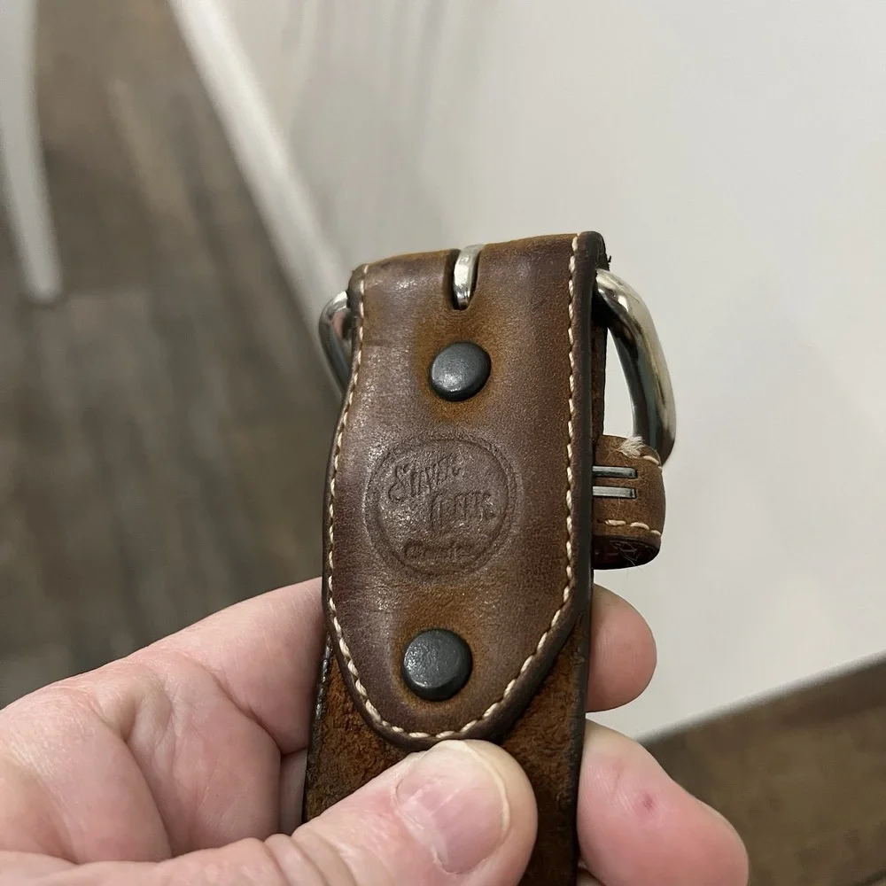 Silver Creek Collection‎ Men's Genuine Tooled Leather Western Belt sz 42 brown